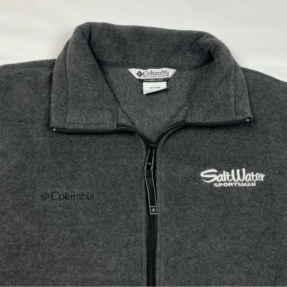 Columbia Salt Water Sportsman Mens Fleece Vest Sz Large Dark Grey Full Zip B7 - Picture 3 of 7